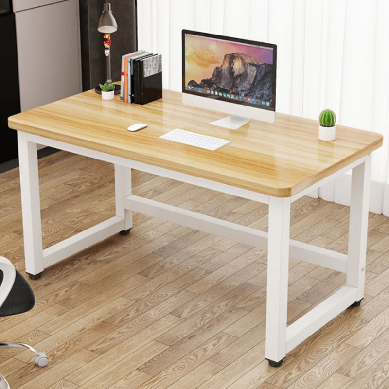 Rectangular Shaped Office Writing Table Wood in Natural with Metal Legs