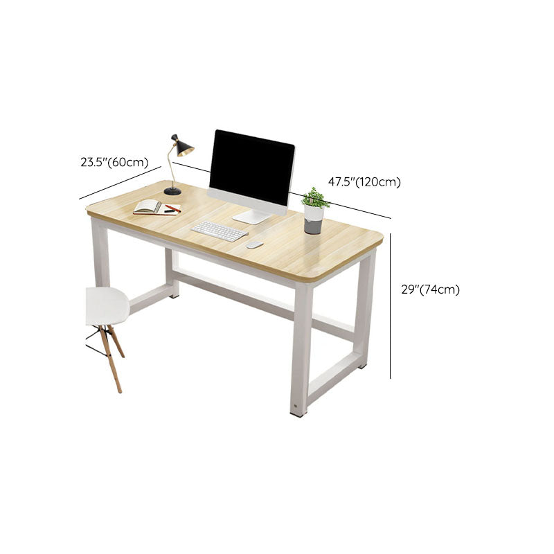 Rectangular Shaped Office Writing Table Wood in Natural with Metal Legs