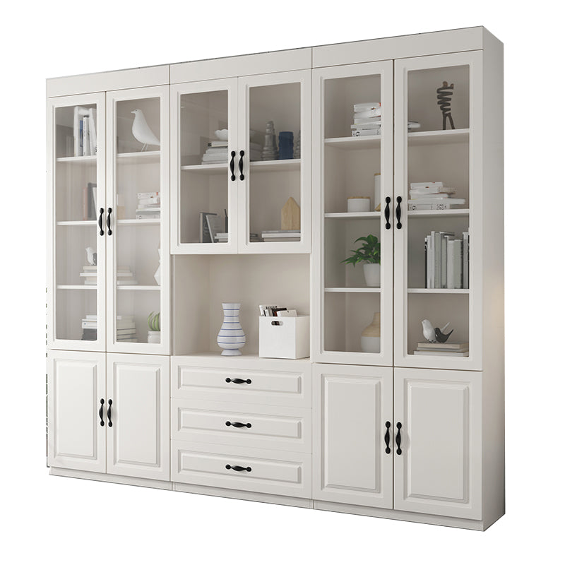 Modern Style Closed Back Bookshelf Solid Wood Bookcase with Cabinets