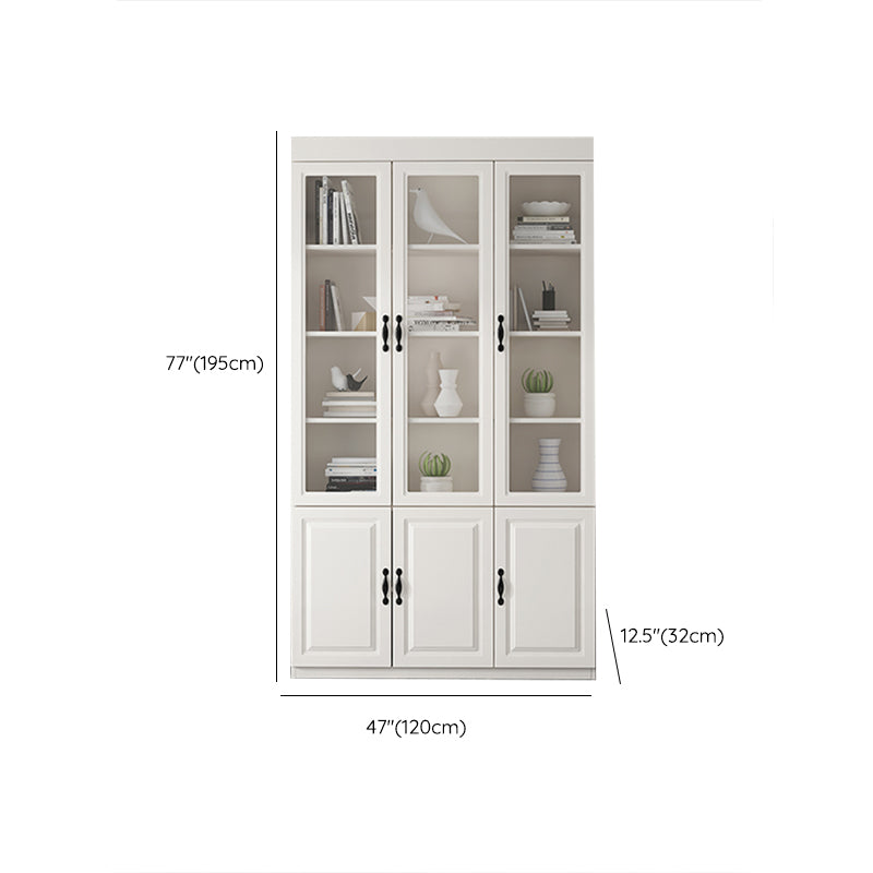 Modern Style Closed Back Bookshelf Solid Wood Bookcase with Cabinets