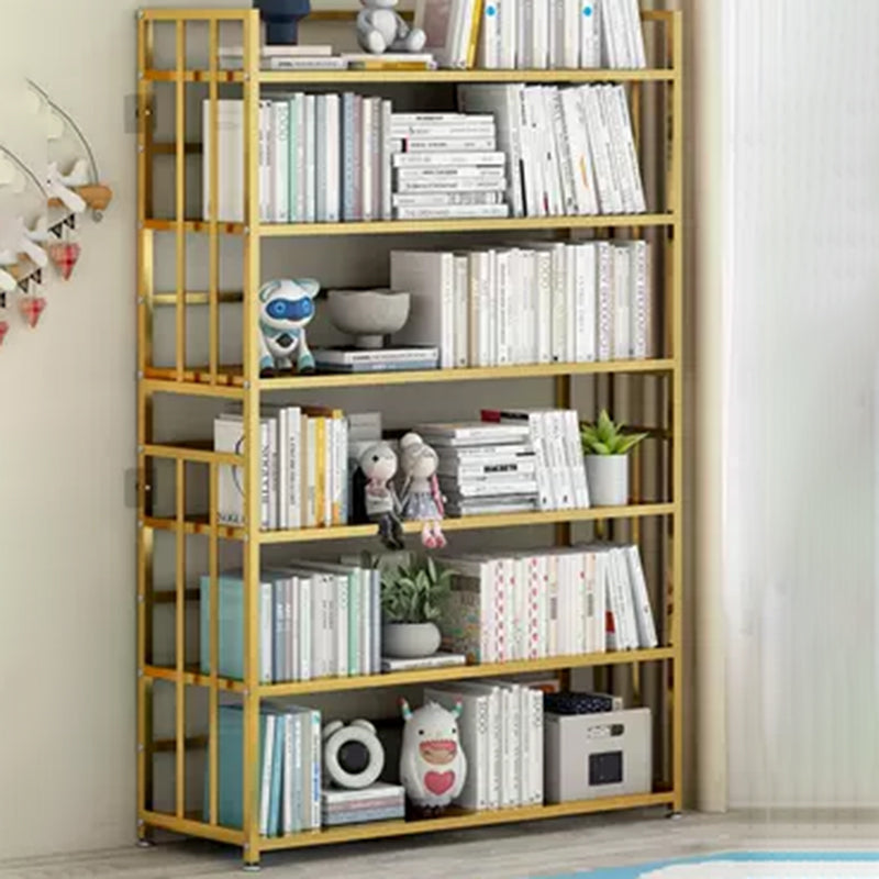 Closed Back Standard Bookshelf Modern Metal Rectangle Shelves Bookcase