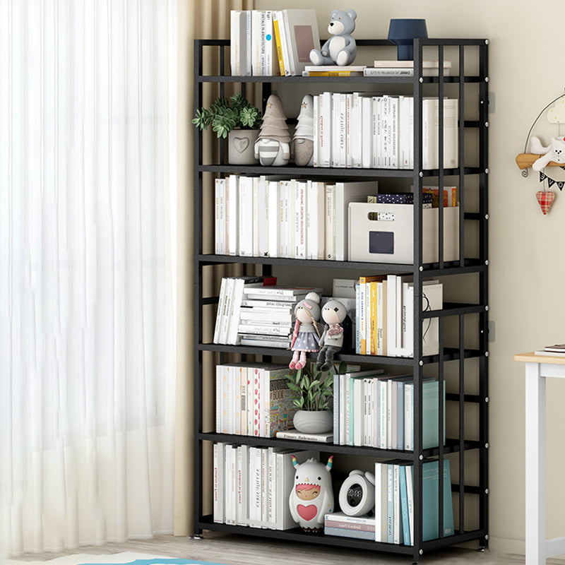 Closed Back Standard Bookshelf Modern Metal Rectangle Shelves Bookcase