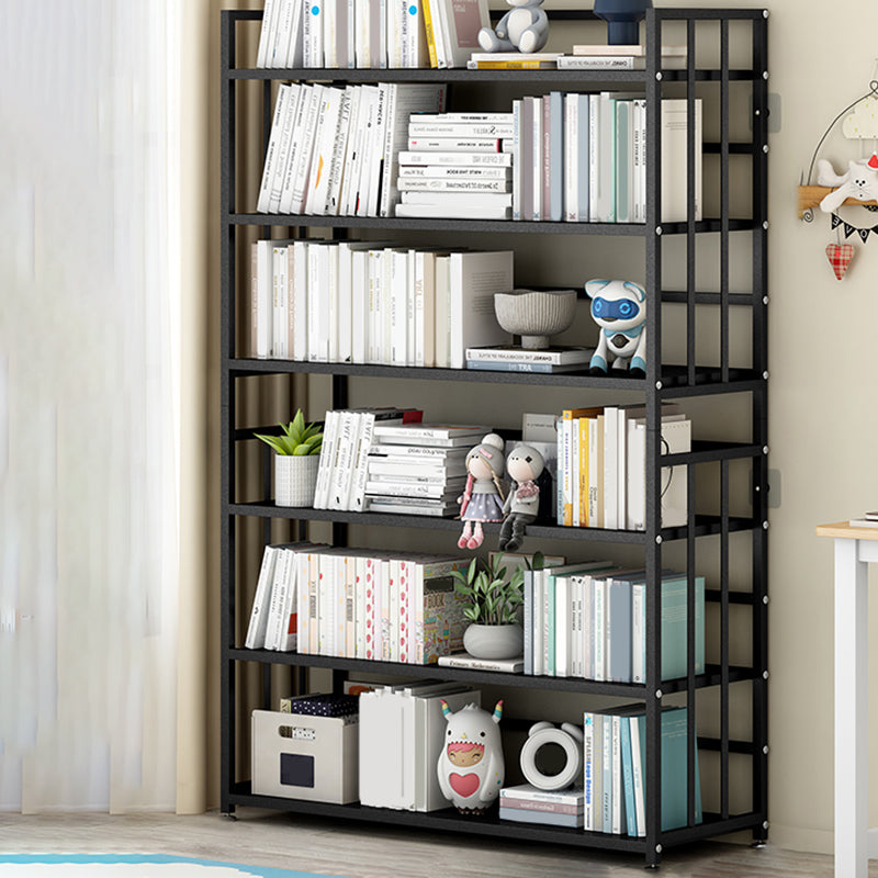 Closed Back Standard Bookshelf Modern Metal Rectangle Shelves Bookcase