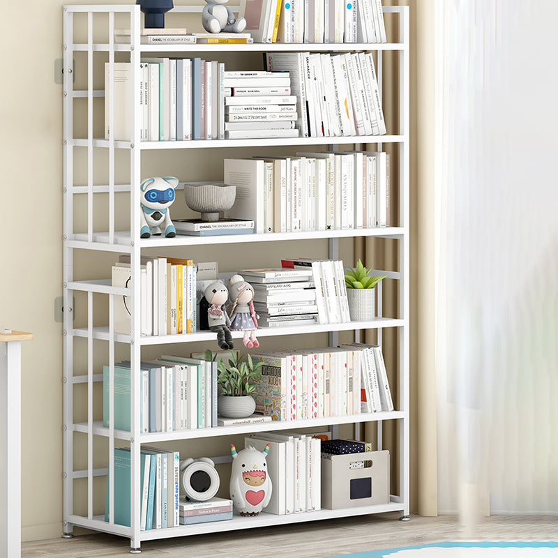 Closed Back Standard Bookshelf Modern Metal Rectangle Shelves Bookcase