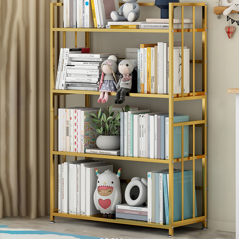 Closed Back Standard Bookshelf Modern Metal Rectangle Shelves Bookcase