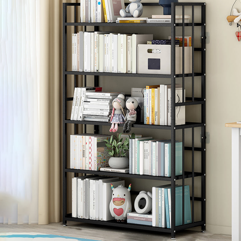 Closed Back Standard Bookshelf Modern Metal Rectangle Shelves Bookcase