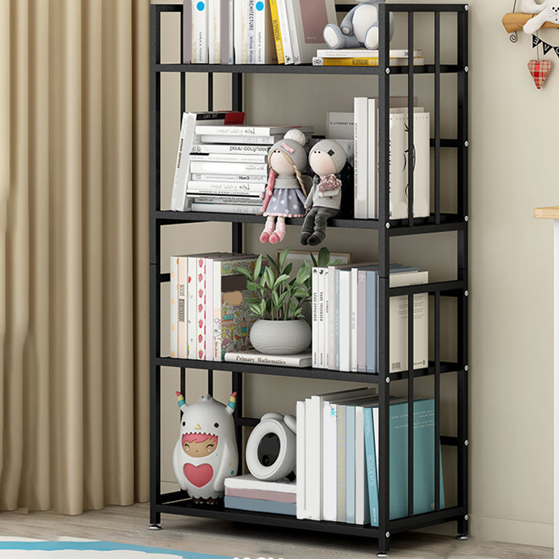 Closed Back Standard Bookshelf Modern Metal Rectangle Shelves Bookcase