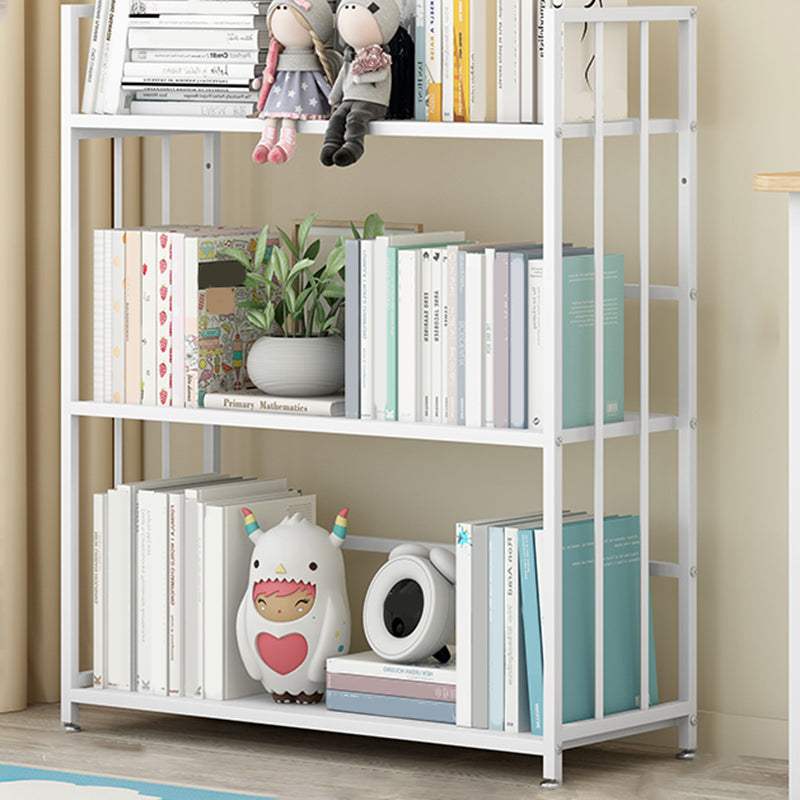 Closed Back Standard Bookshelf Modern Metal Rectangle Shelves Bookcase