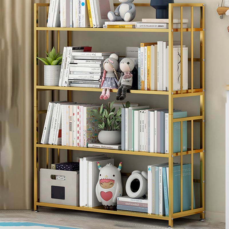 Closed Back Standard Bookshelf Modern Metal Rectangle Shelves Bookcase