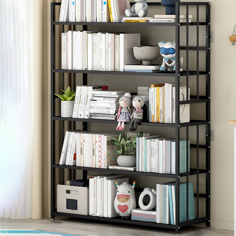 Closed Back Standard Bookshelf Modern Metal Rectangle Shelves Bookcase