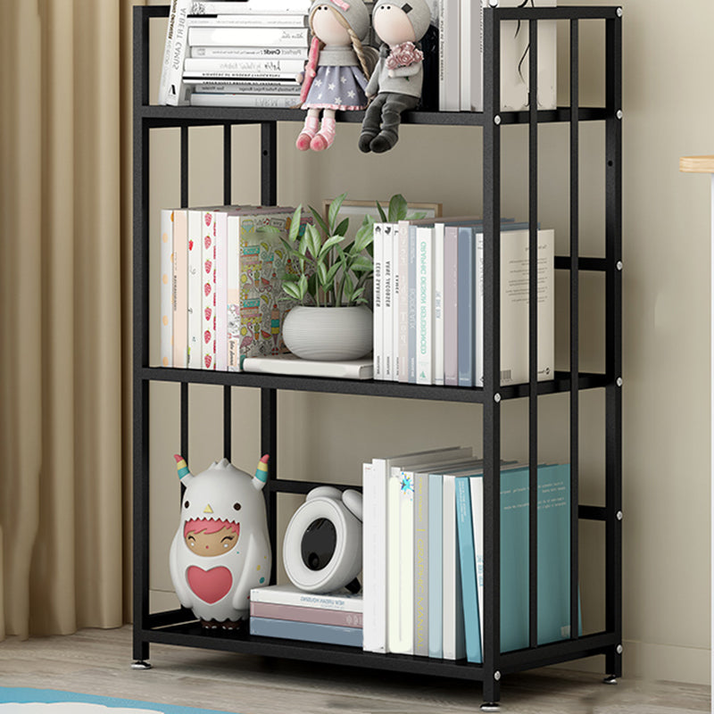 Closed Back Standard Bookshelf Modern Metal Rectangle Shelves Bookcase