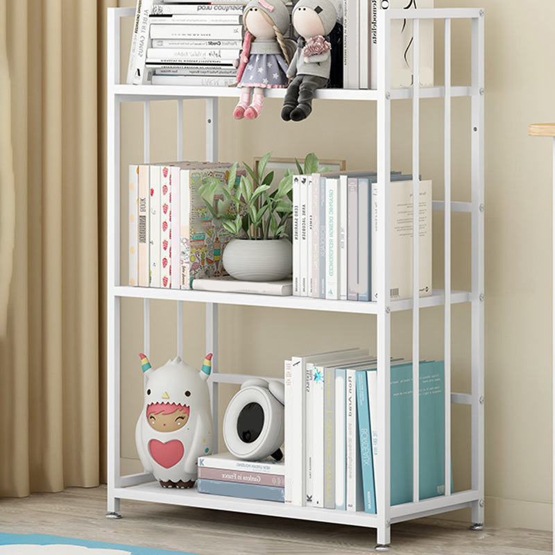 Closed Back Standard Bookshelf Modern Metal Rectangle Shelves Bookcase