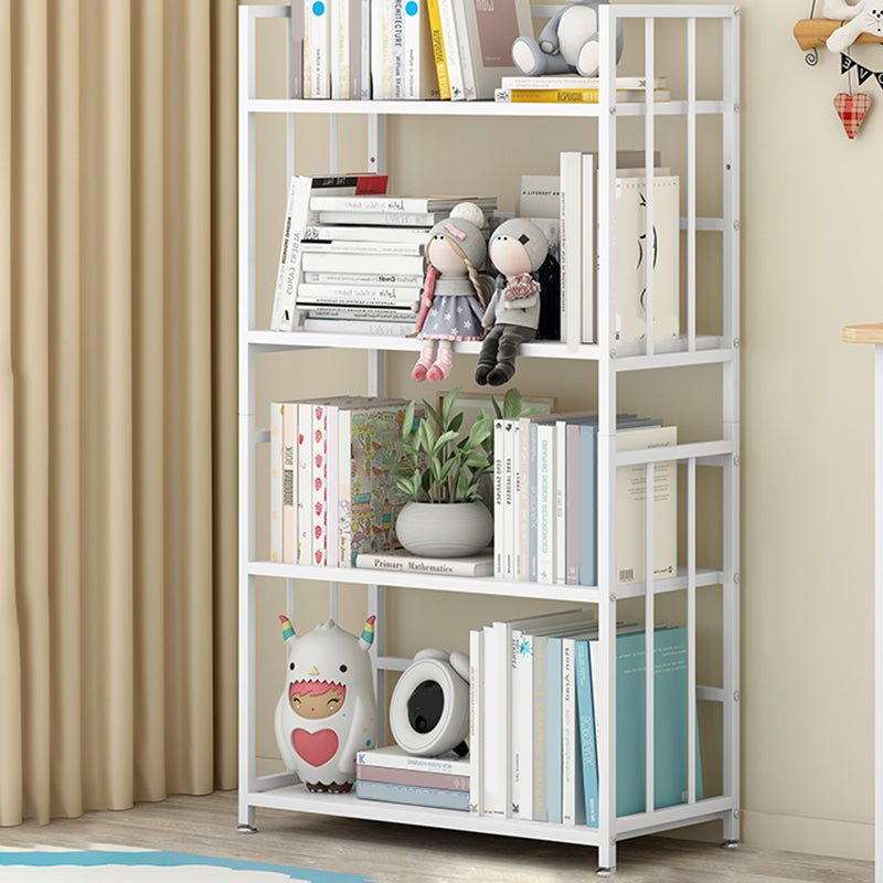 Closed Back Standard Bookshelf Modern Metal Rectangle Shelves Bookcase