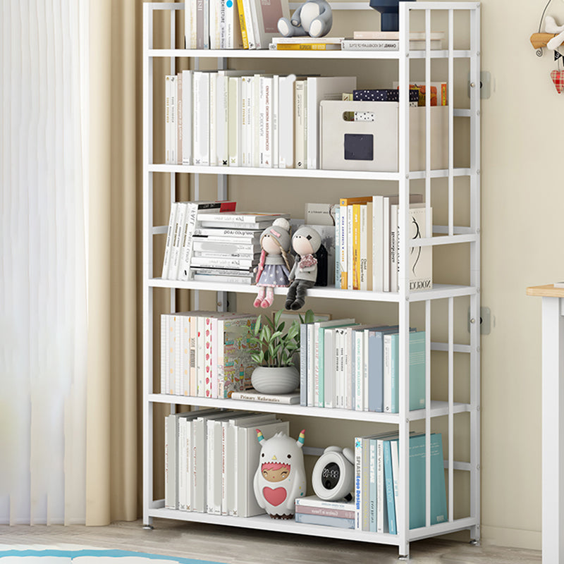 Closed Back Standard Bookshelf Modern Metal Rectangle Shelves Bookcase