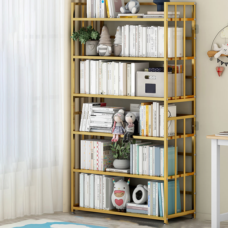 Closed Back Standard Bookshelf Modern Metal Rectangle Shelves Bookcase