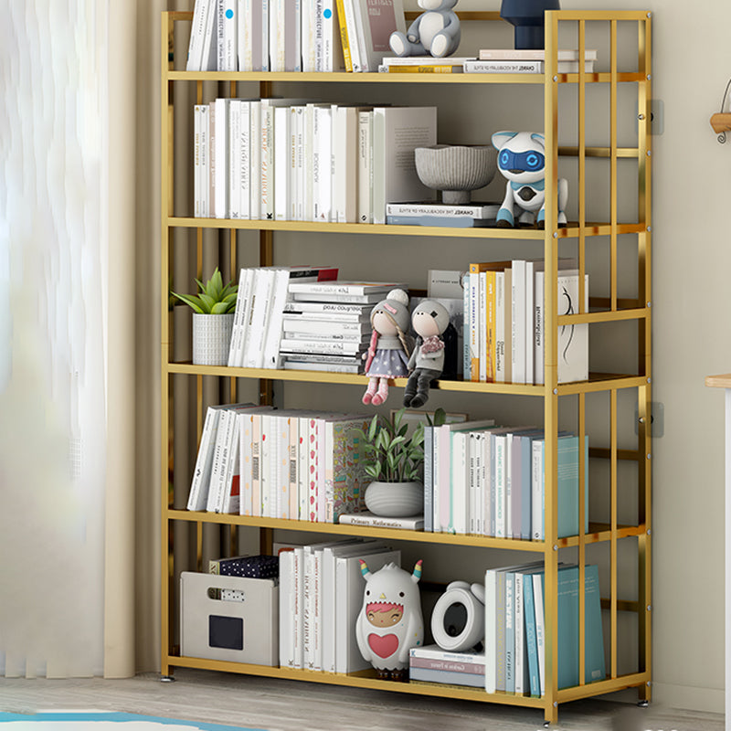 Closed Back Standard Bookshelf Modern Metal Rectangle Shelves Bookcase