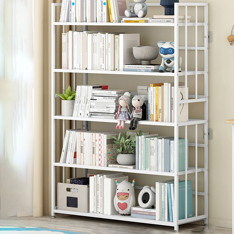 Closed Back Standard Bookshelf Modern Metal Rectangle Shelves Bookcase