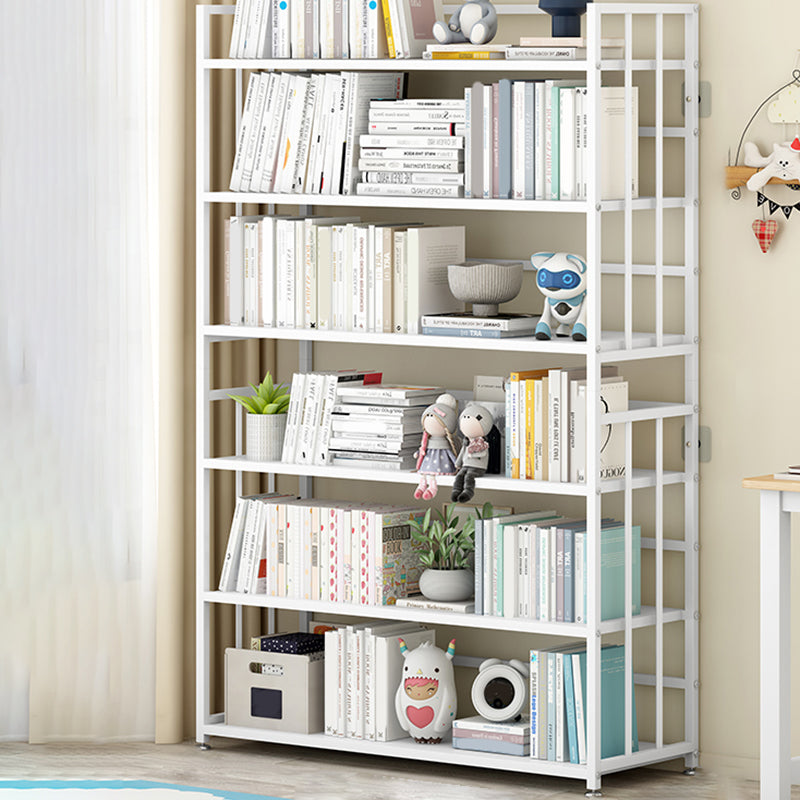 Closed Back Standard Bookshelf Modern Metal Rectangle Shelves Bookcase