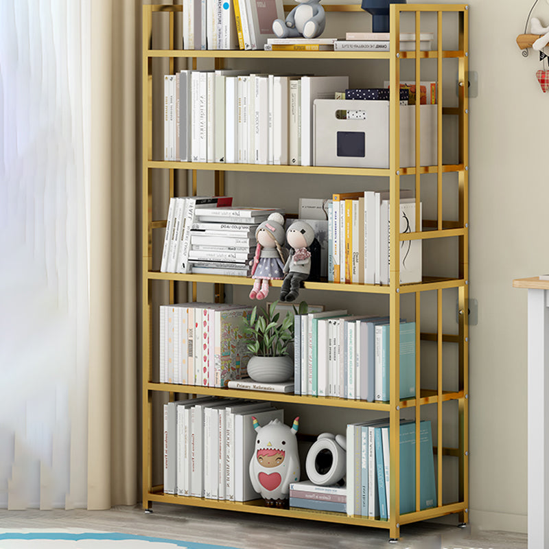 Closed Back Standard Bookshelf Modern Metal Rectangle Shelves Bookcase