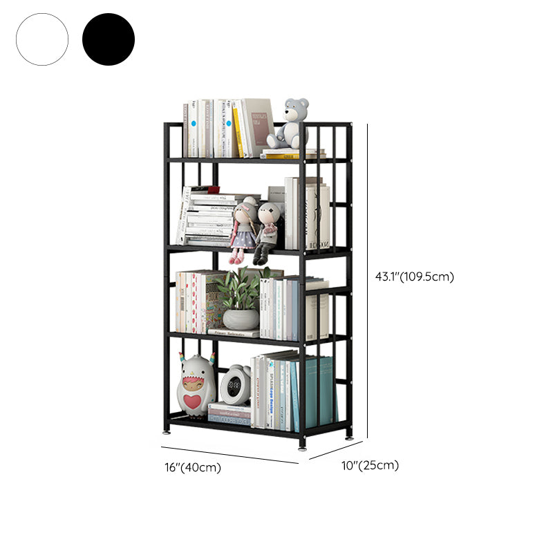 Closed Back Standard Bookshelf Modern Metal Rectangle Shelves Bookcase