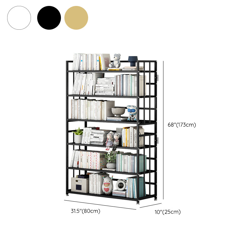 Closed Back Standard Bookshelf Modern Metal Rectangle Shelves Bookcase