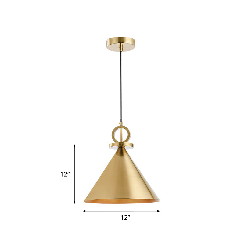 Metalen messing afwerking Suspensie Licht conische 1-lichte minimale plafondhanger lamp