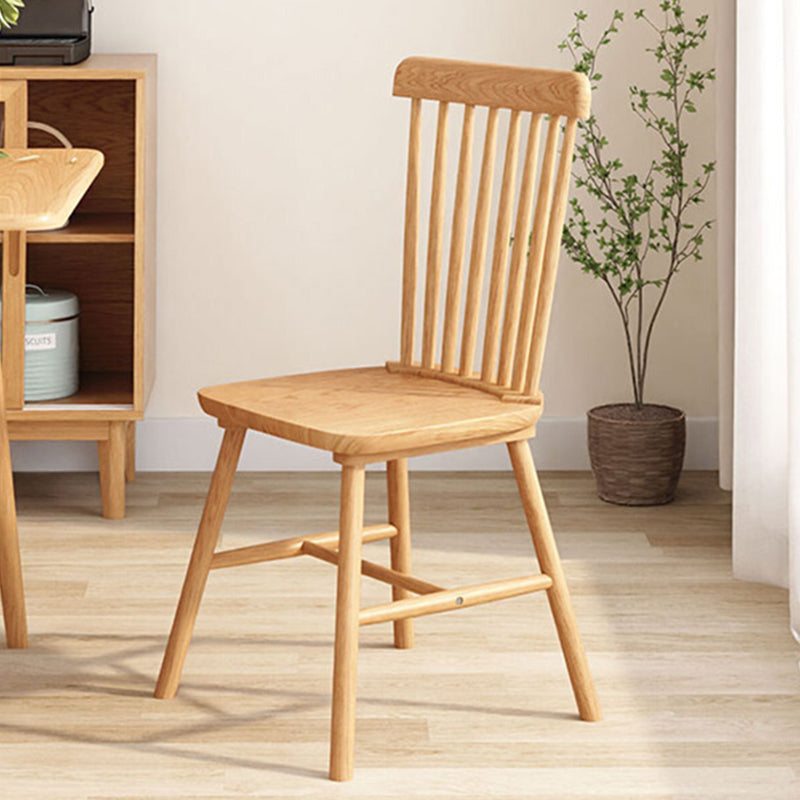 Modern Armless Backrest Wood Chair with Rubber Wood Legs for Dining Room