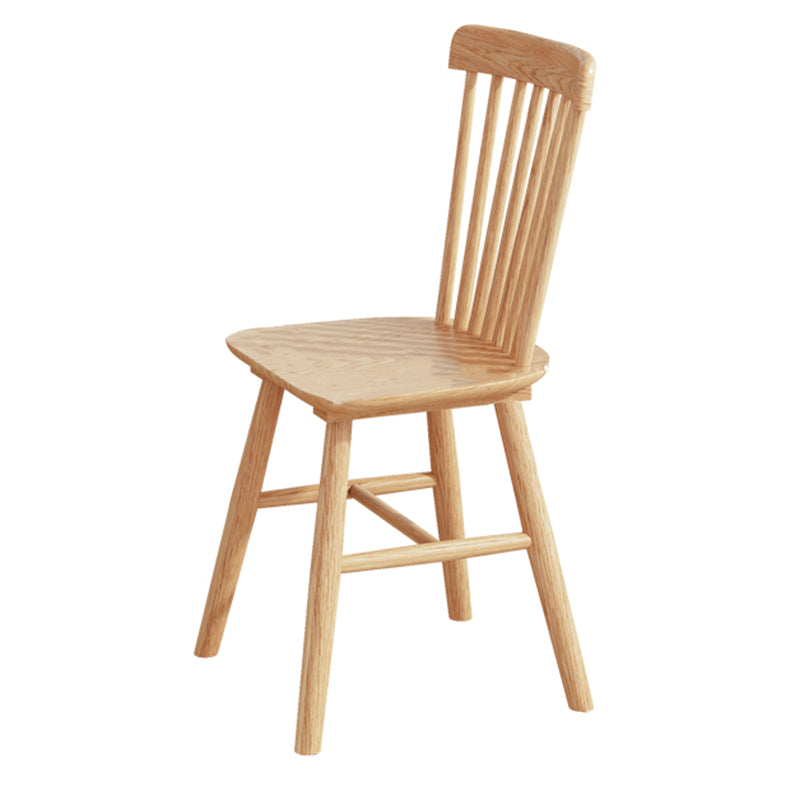 Modern Armless Backrest Wood Chair with Rubber Wood Legs for Dining Room