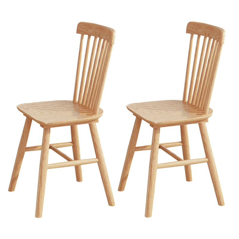 Modern Armless Backrest Wood Chair with Rubber Wood Legs for Dining Room