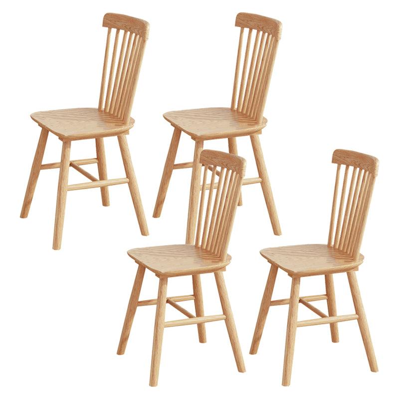 Modern Armless Backrest Wood Chair with Rubber Wood Legs for Dining Room