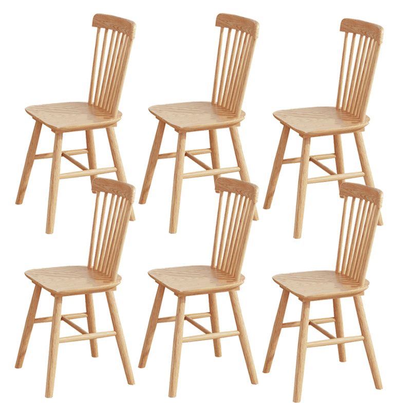 Modern Armless Backrest Wood Chair with Rubber Wood Legs for Dining Room