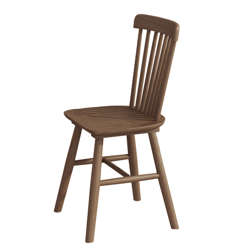 Modern Armless Backrest Wood Chair with Rubber Wood Legs for Dining Room