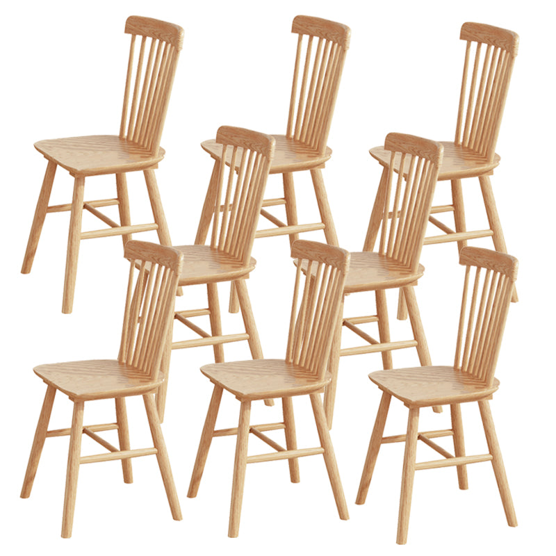 Modern Armless Backrest Wood Chair with Rubber Wood Legs for Dining Room