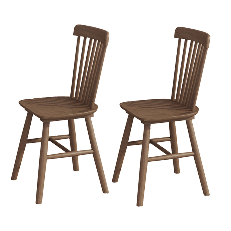 Modern Armless Backrest Wood Chair with Rubber Wood Legs for Dining Room