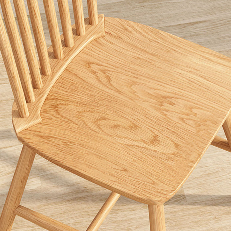 Modern Armless Backrest Wood Chair with Rubber Wood Legs for Dining Room