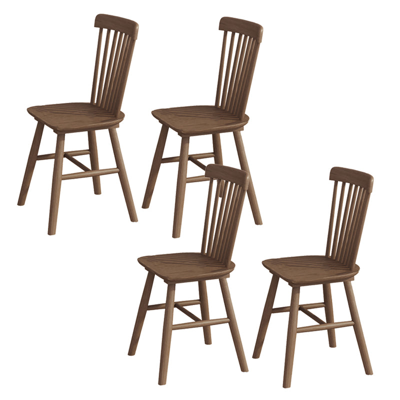 Modern Armless Backrest Wood Chair with Rubber Wood Legs for Dining Room