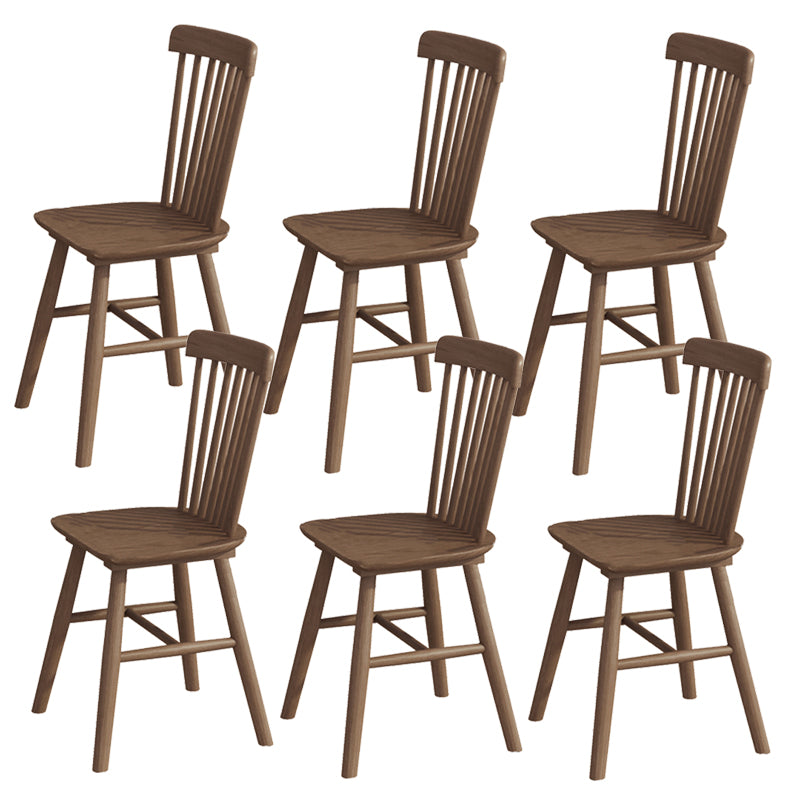 Modern Armless Backrest Wood Chair with Rubber Wood Legs for Dining Room