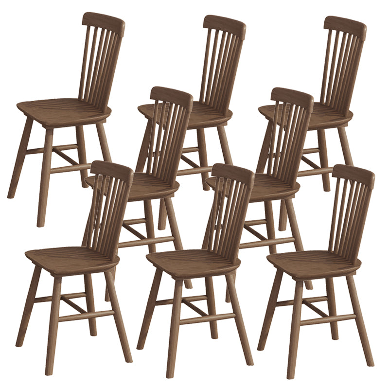 Modern Armless Backrest Wood Chair with Rubber Wood Legs for Dining Room