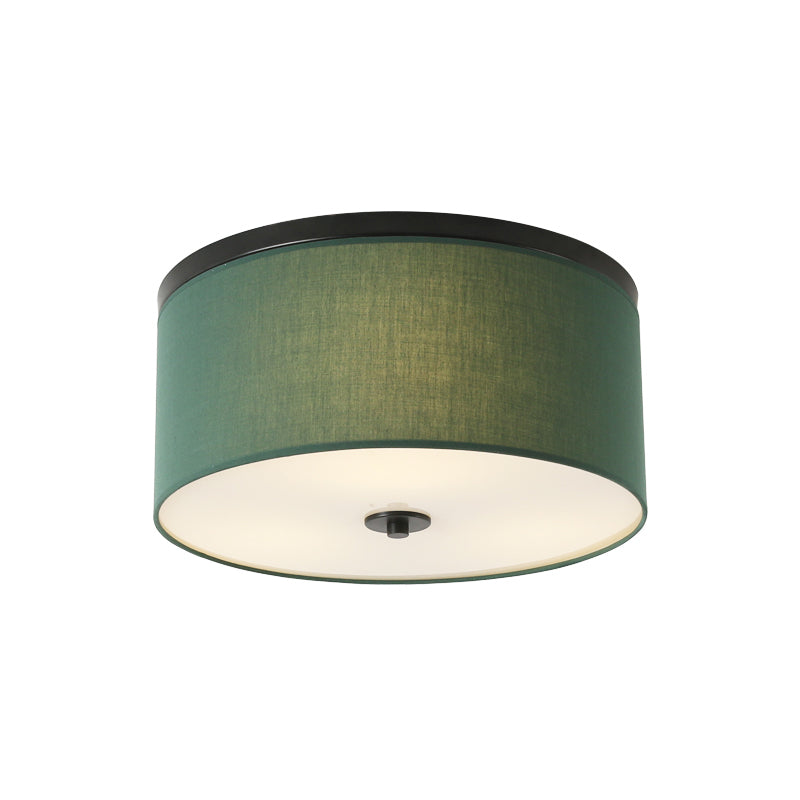 Round Fabric Flush Mount Lighting Classic 5 Lights Bedroom Close to Ceiling Light in Green