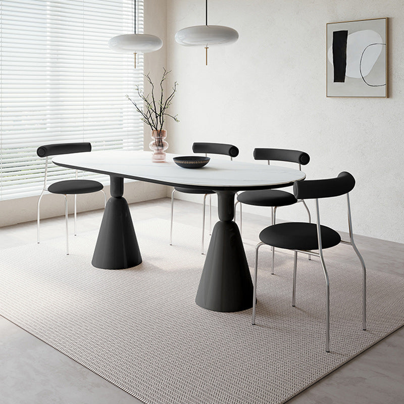 Kitchen 1/2/5/7 Pcs Dinette Set with Oval Dining Table and Black Chairs