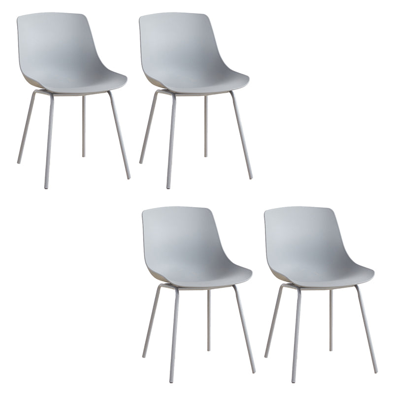 Contemporary Kitchen Plastic Parsons Metal Leg Dining Side Chair