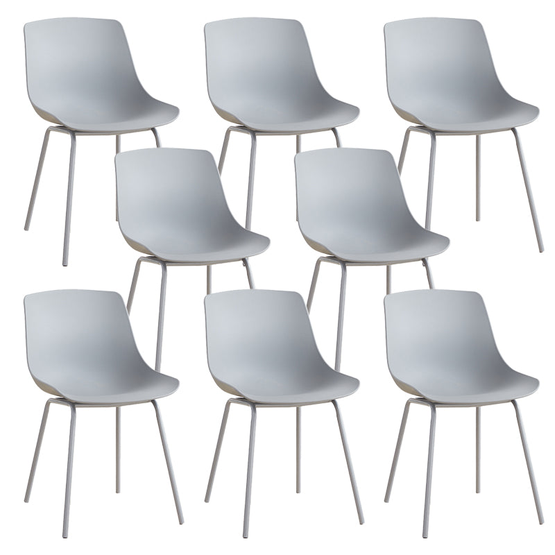 Contemporary Kitchen Plastic Parsons Metal Leg Dining Side Chair