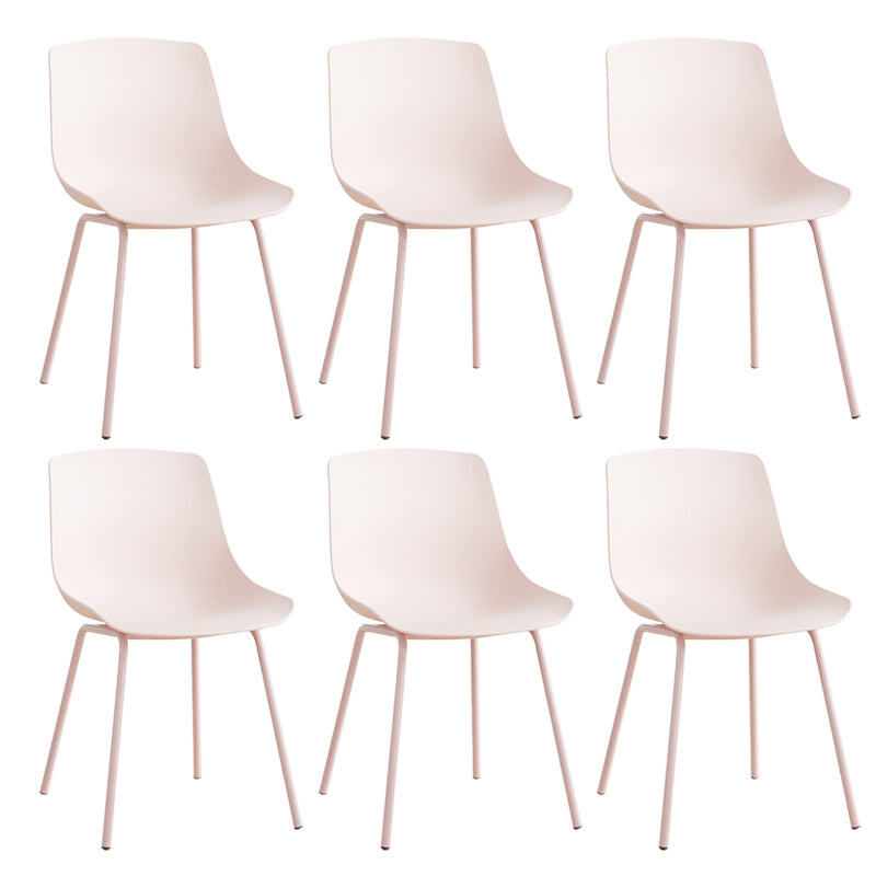 Contemporary Kitchen Plastic Parsons Metal Leg Dining Side Chair