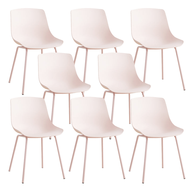 Contemporary Kitchen Plastic Parsons Metal Leg Dining Side Chair