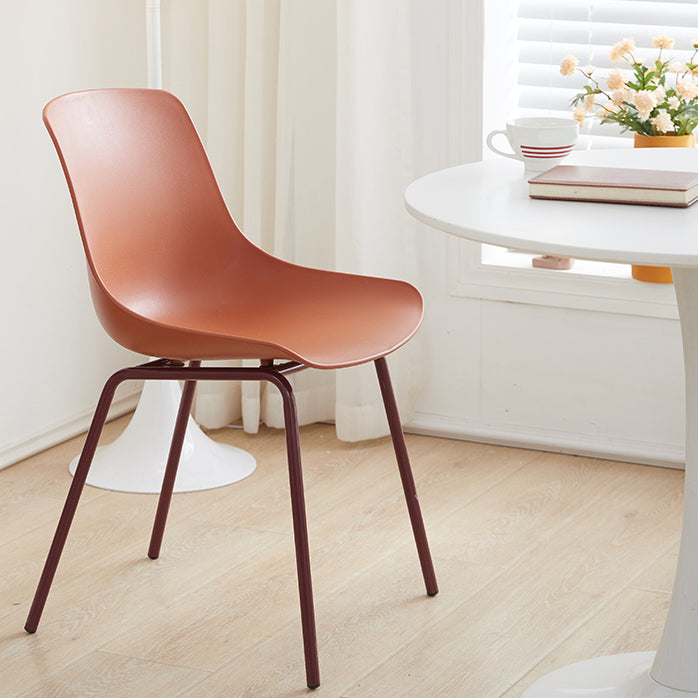 Contemporary Kitchen Plastic Parsons Metal Leg Dining Side Chair