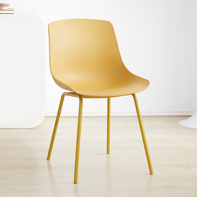 Contemporary Kitchen Plastic Parsons Metal Leg Dining Side Chair