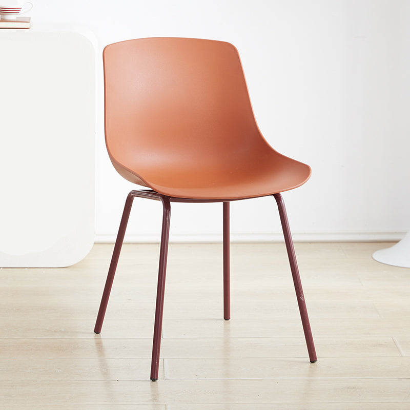 Contemporary Kitchen Plastic Parsons Metal Leg Dining Side Chair