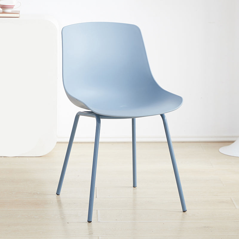 Contemporary Kitchen Plastic Parsons Metal Leg Dining Side Chair