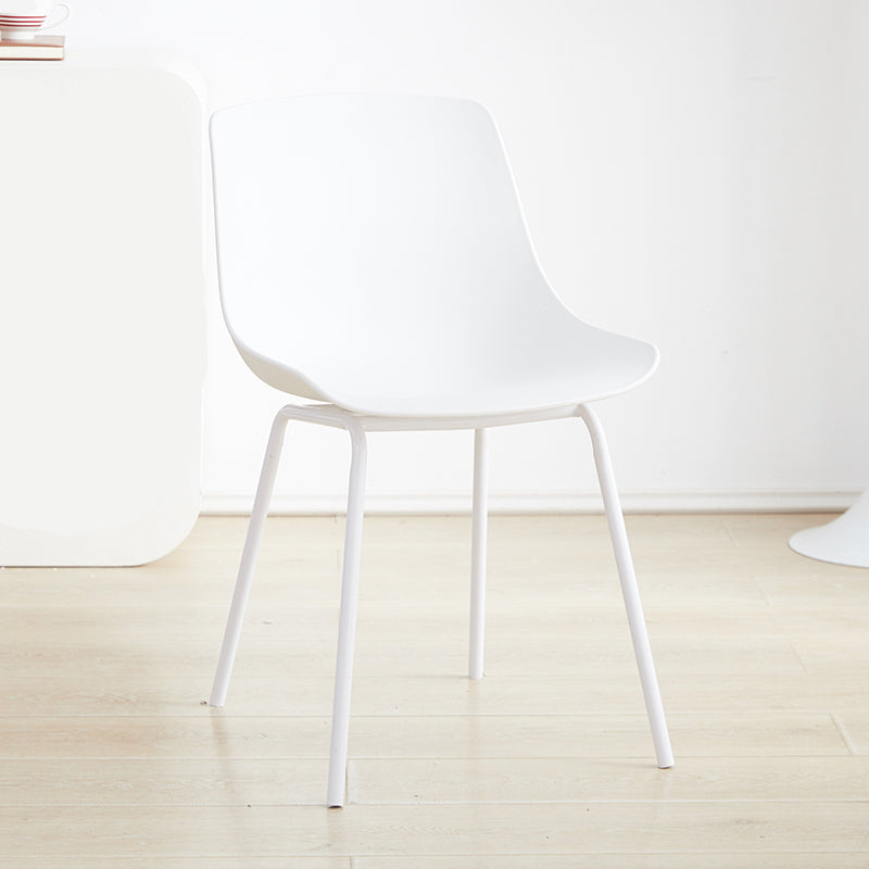 Contemporary Kitchen Plastic Parsons Metal Leg Dining Side Chair