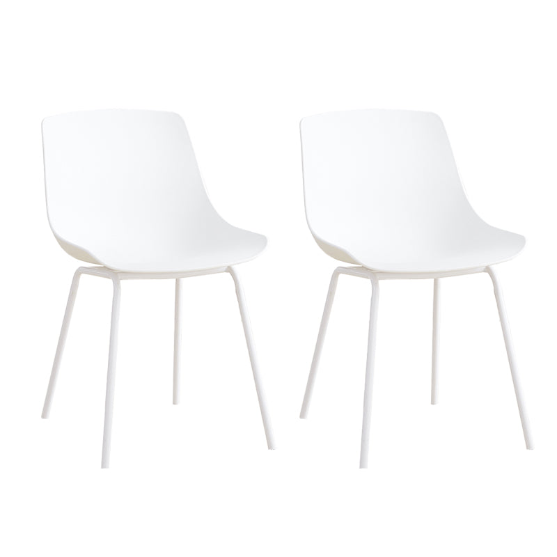 Contemporary Kitchen Plastic Parsons Metal Leg Dining Side Chair